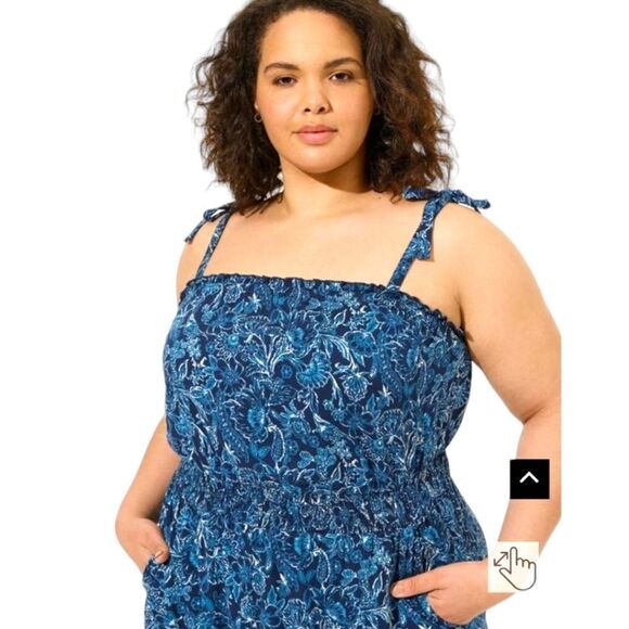 TORRID Plus Size Challis Floral Tie Strap Romper SIZE 3X - Picture 5 of 16